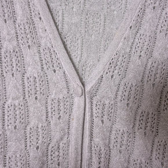 White House Black Market Silver Women's Singel Button Cardigan Sweater Size Smal - Picture 5 of 6